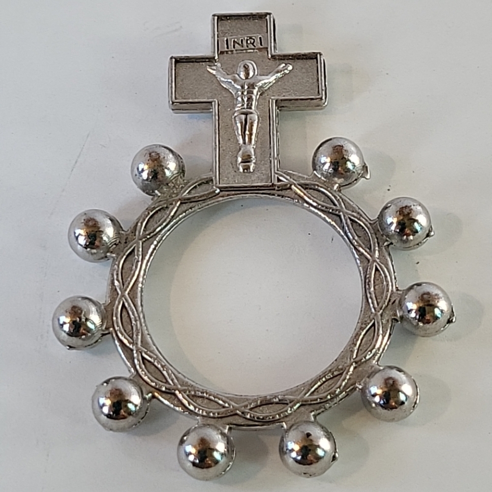 Silvertone Vintage Rosary Ring